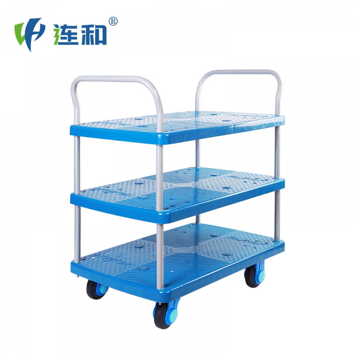 连和（uni-silent）PLA150-T3-D 超静三层手推车平板车物料车工具车 720*490mm承载150kg 单位：台