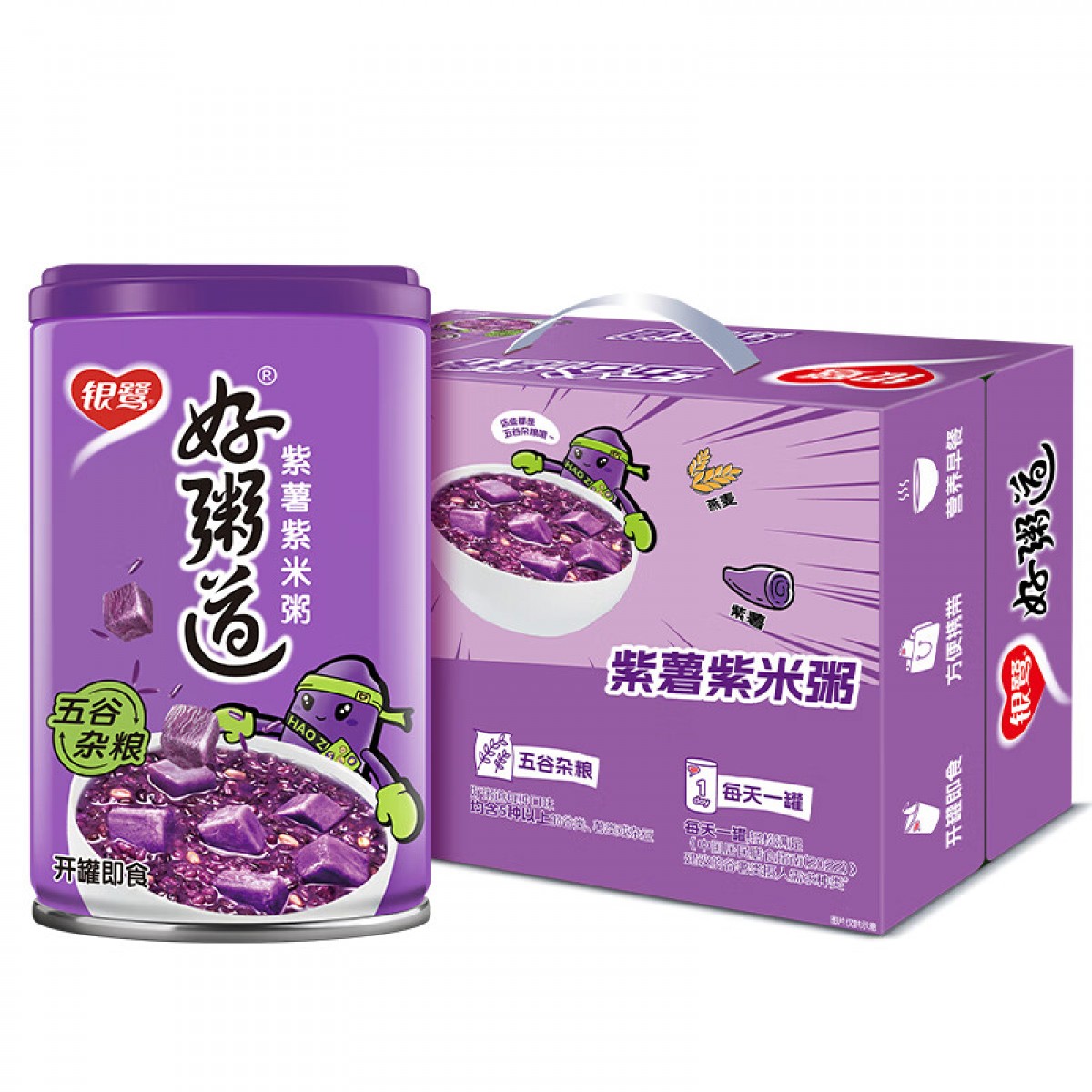 银鹭八宝粥 速食粥 好粥道 紫薯紫米八宝粥 280g*12罐 单位：箱