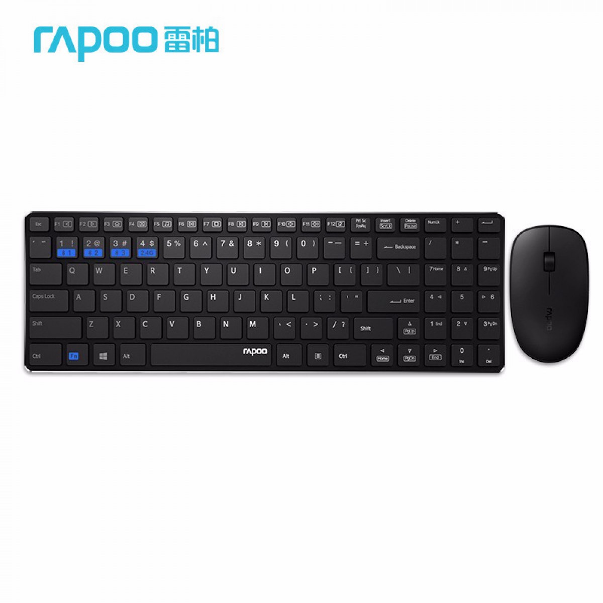 雷柏（Rapoo） 系列办公蓝牙无线键鼠套装 （巧克力键帽 轻薄 办公无线 键盘 鼠标笔记本平板电脑） 9300G 黑 单位：套