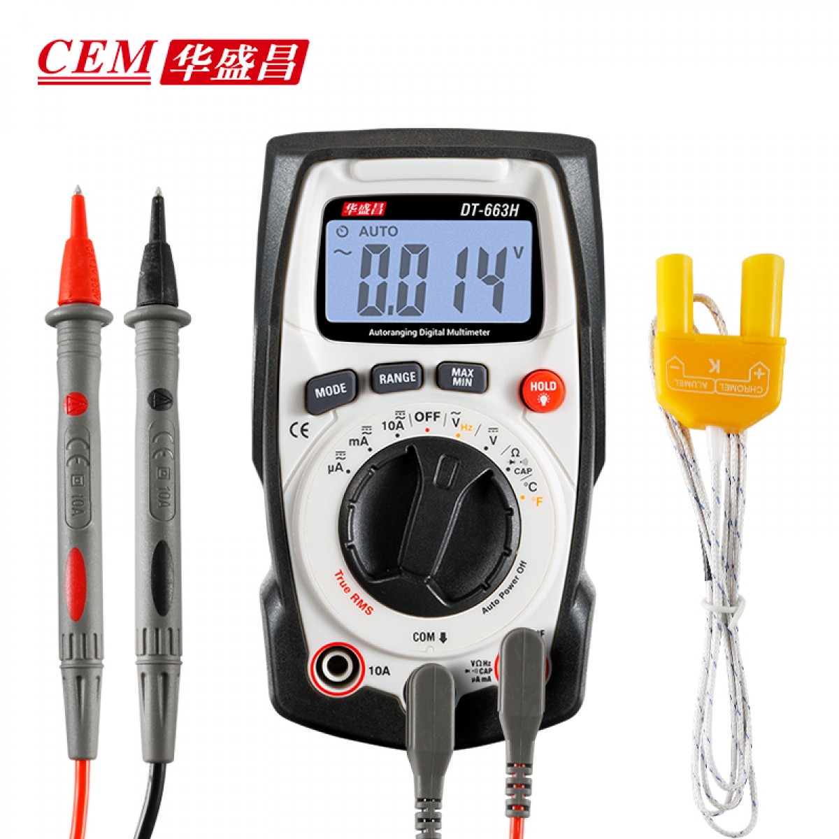 华盛昌（CEM）DT-663H 数字万用表 防烧式背光数显式 高精度电工表 电流表万能表 663H自动量程 智能防烧 单位：台