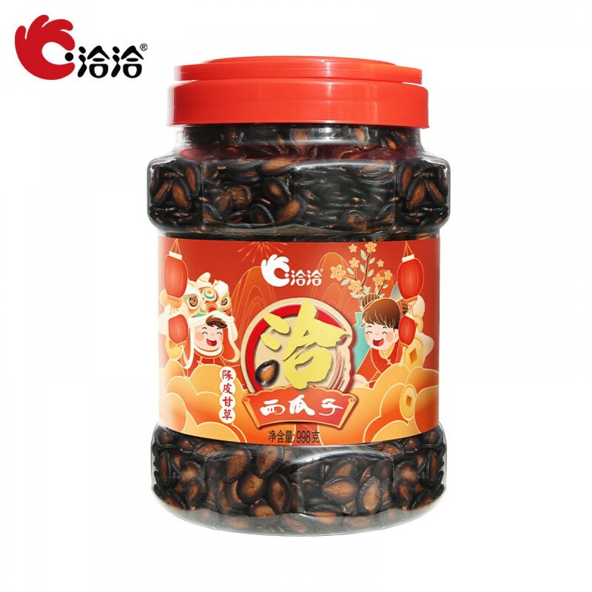 洽洽 西瓜子陈皮甘草味量贩装桶装黑瓜子坚果炒货休闲零食西瓜籽 洽洽陈皮甘草西瓜子998g 单位：罐