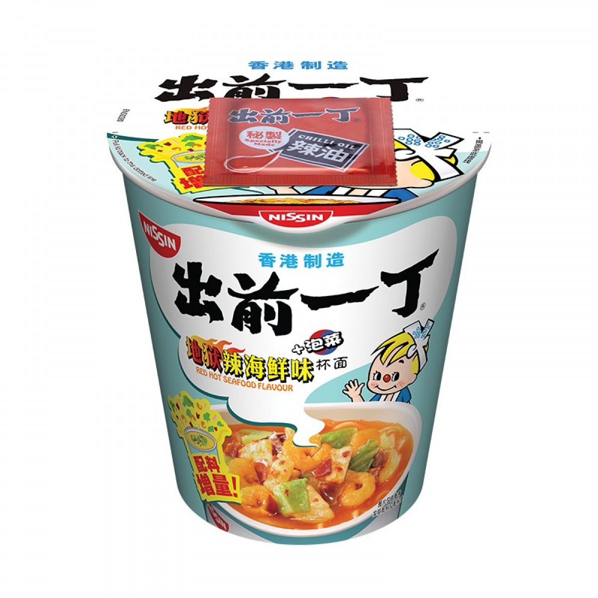 日清（Nissin）日清出前一丁香港进口方便面杯面速食泡面零食 地狱辣海鲜味75g/杯 单位：杯