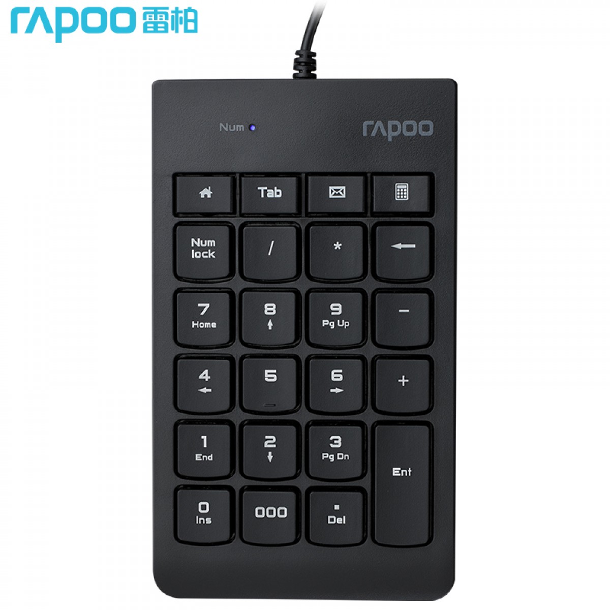 雷柏（Rapoo） K10 有线键盘 办公键盘 数字键盘 笔记本数字小键盘 财务会计收银证券用 USB接口 黑色 单位：个