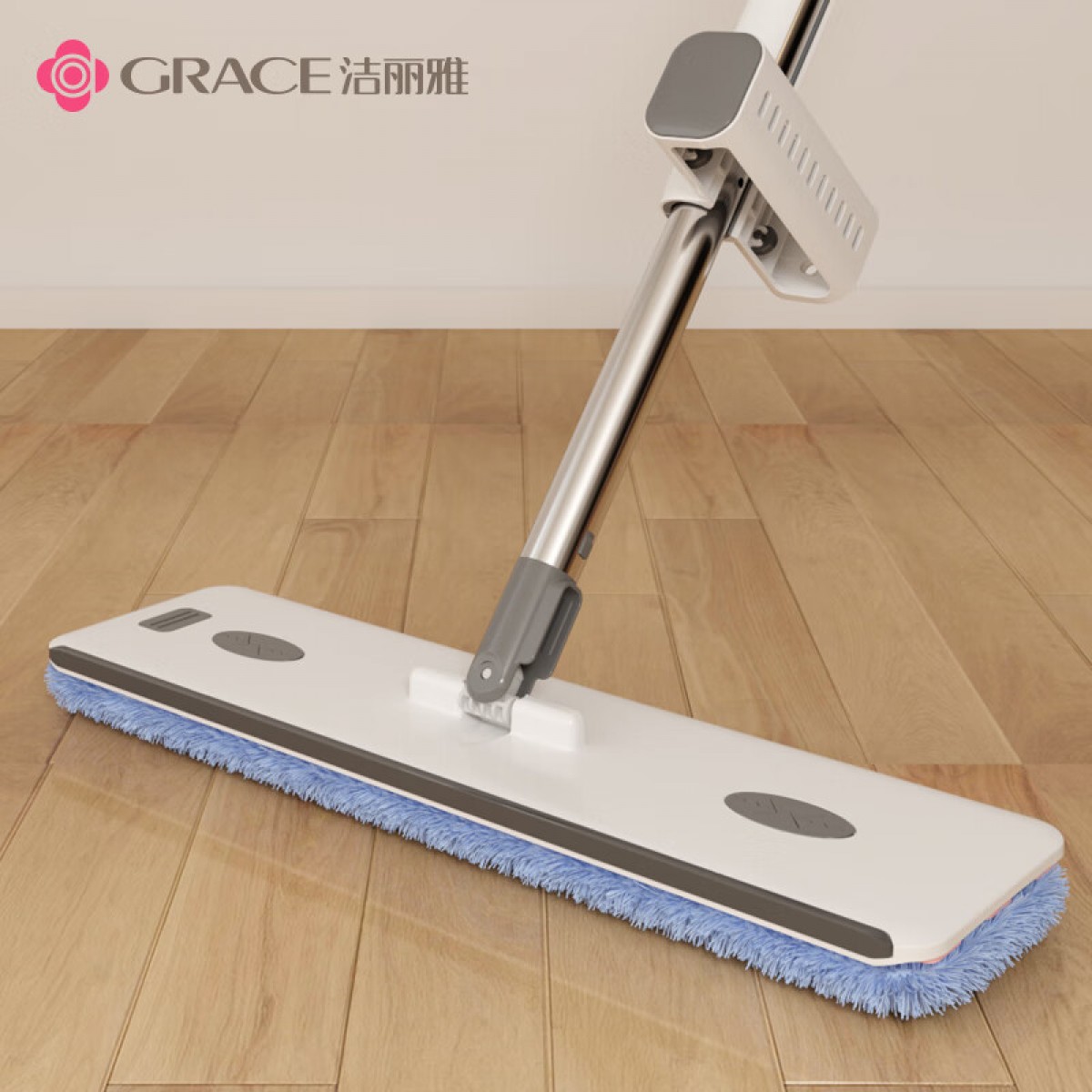 洁丽雅（Grace） 拖把免手洗平板拖把懒人吸水家用一拖净加大面板42cm含2布 单位：把