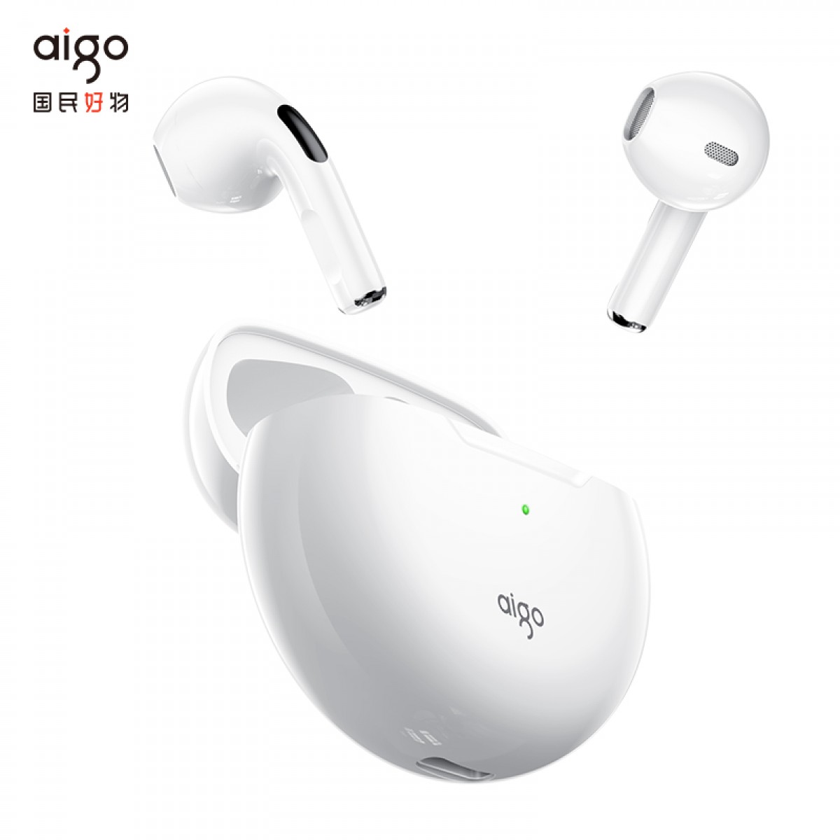 爱国者（aigo） T16 白色 半入耳式蓝牙耳机降噪 超长续航跑步运动耳机迷你触控通话游戏耳机 单位：副