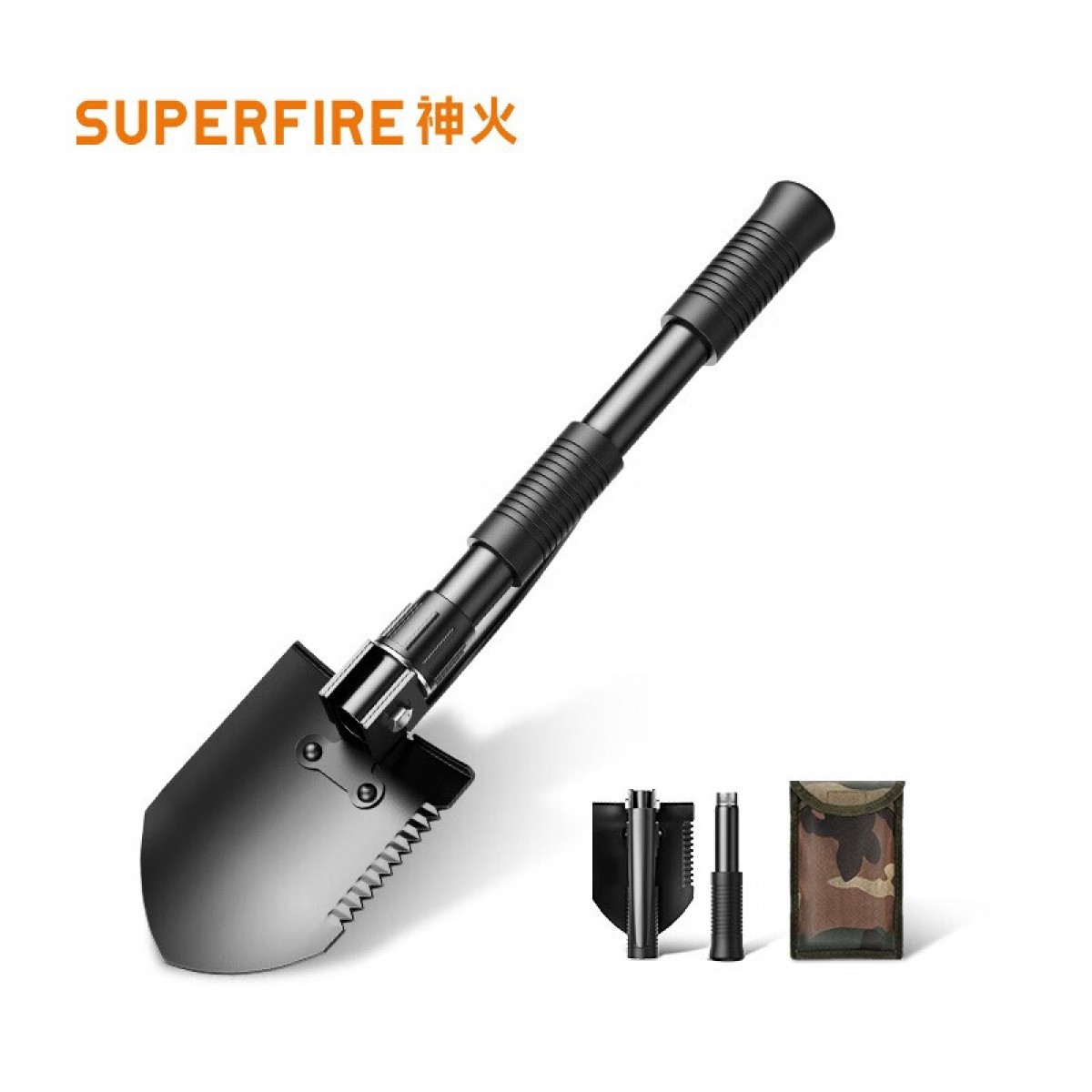 神火（supfire）BG01多功能工兵铲救生铁锹车载折叠兵工铲 户外野营应急铲子锄头镐 单位：把