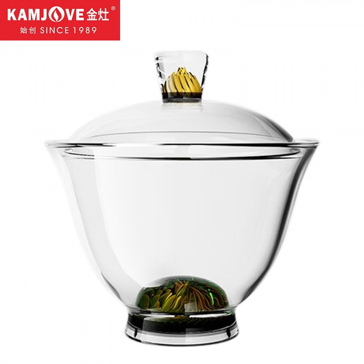 金灶（KAMJOVE）三才盖碗 玻璃盖碗茶具 大号盖碗不烫手泡茶盖碗茶具套装GD-010 诗悦手工玻璃茶盖碗 单位：个