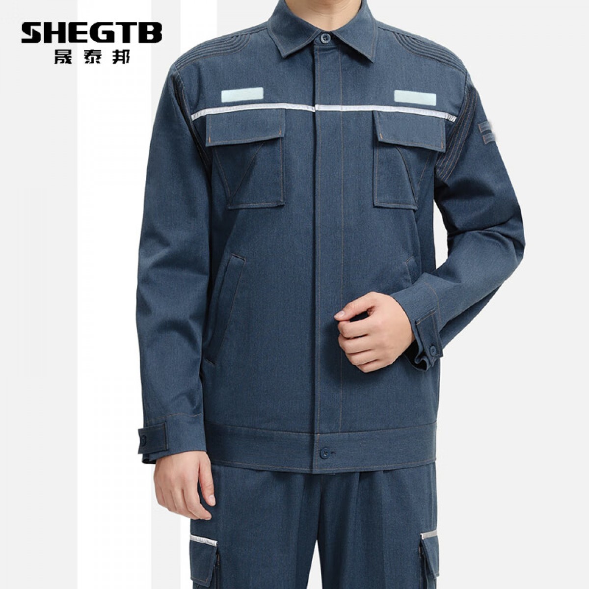 晟泰邦 男夏季牛仔服（套装）（蓝色） 单位：套