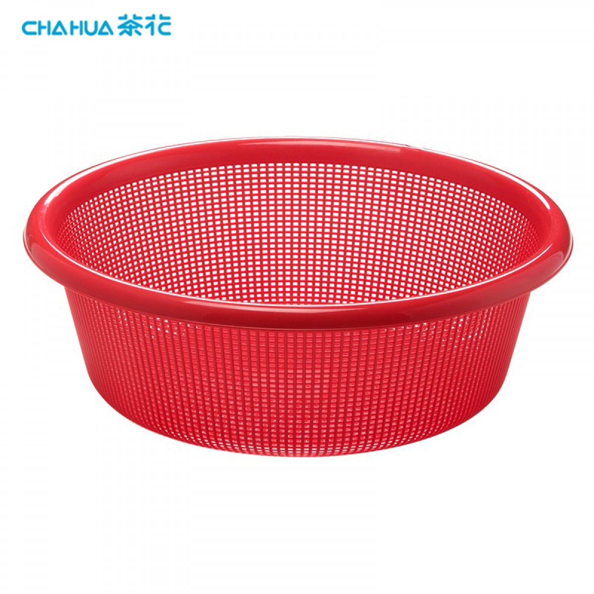 茶花 乐惠圆筛塑料篮子筐圆形加厚洗菜篮筐收纳小大号整理厨房沥水蓝家用 红色 50CM 单位：个