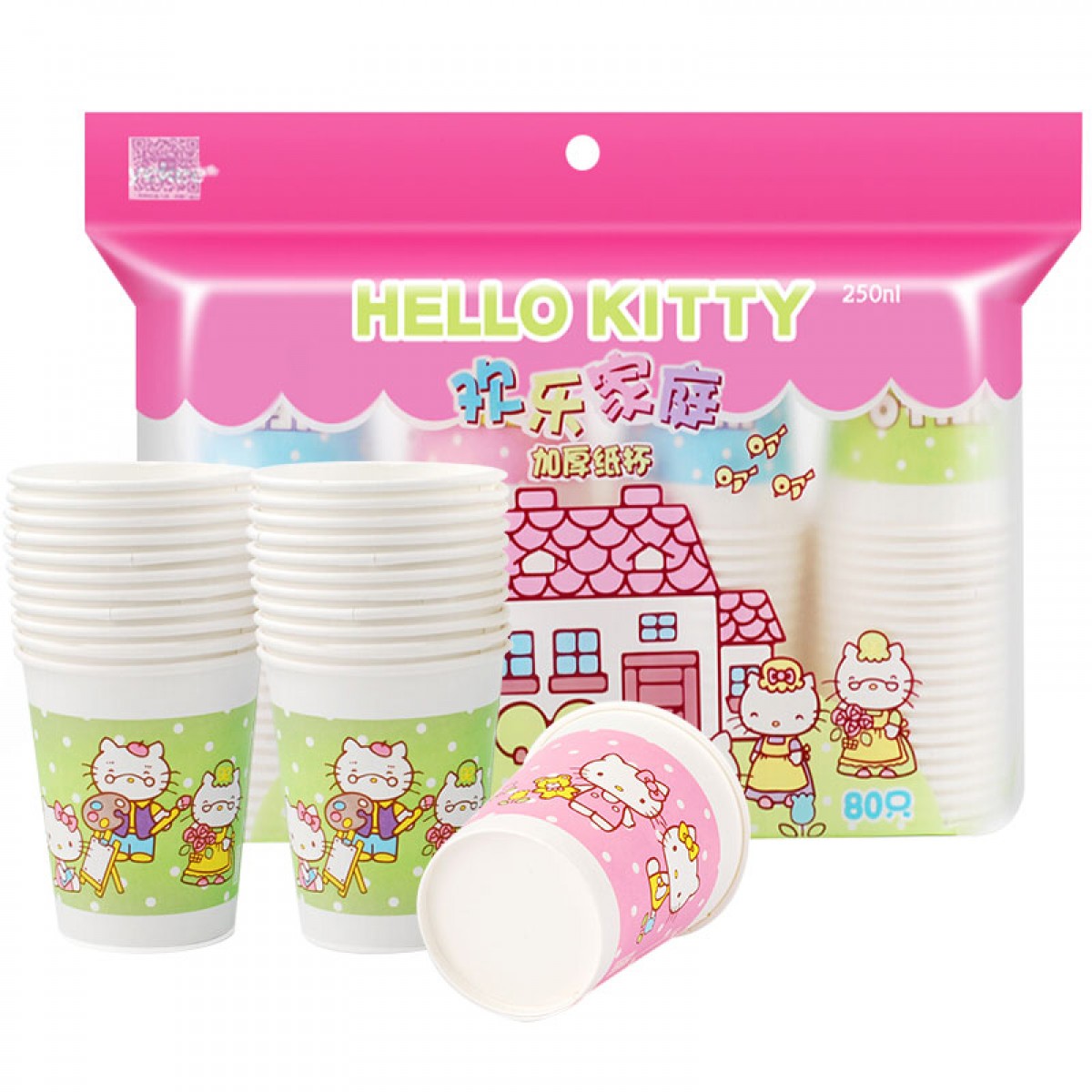 宜洁（yekee） Hello Kitty 纸杯加厚一次性纸杯250ML80只装Y-9560 单位：袋