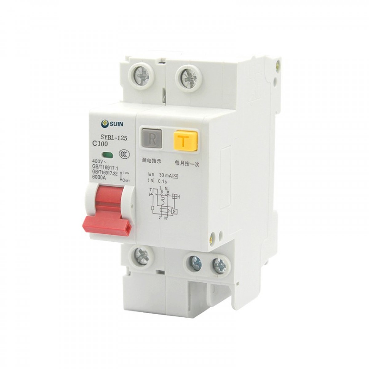 舒盈 SYBL-125 C型（100A）1P+N 30mA~300mA 电子式小型断路器漏电保护 灰白色(单位：个）