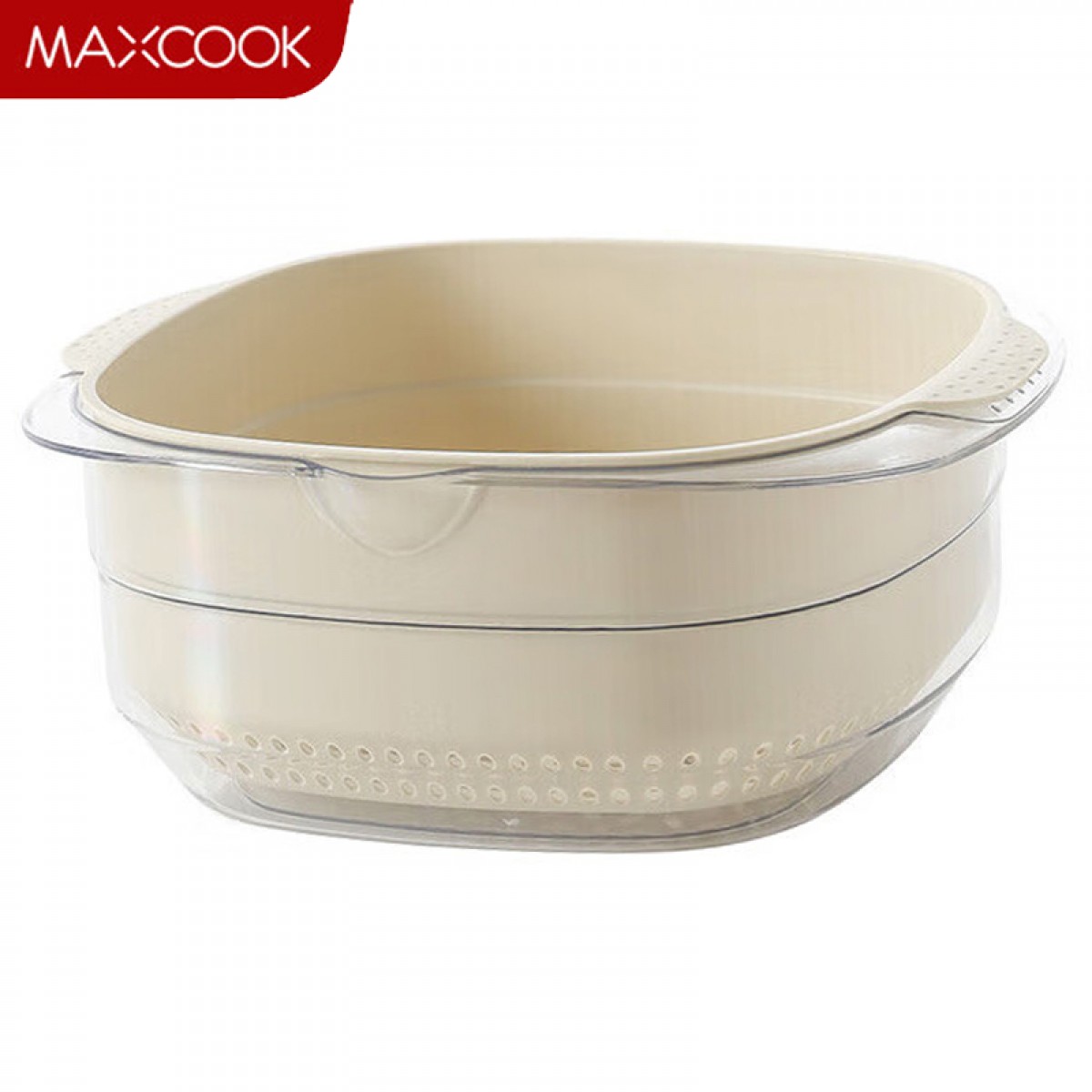 美厨（maxcook）洗菜篮沥水篮 塑料双层洗菜盆盆筛盆子滤水篮 1盆1筛灰白MCPJ7729 单位：个