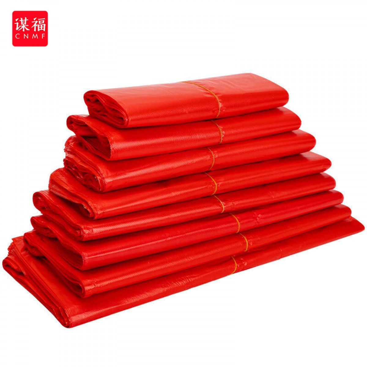 谋福 红色塑料袋 加厚背心式超市水果购物袋 红色 普厚款 20*32【500个】 单位：捆