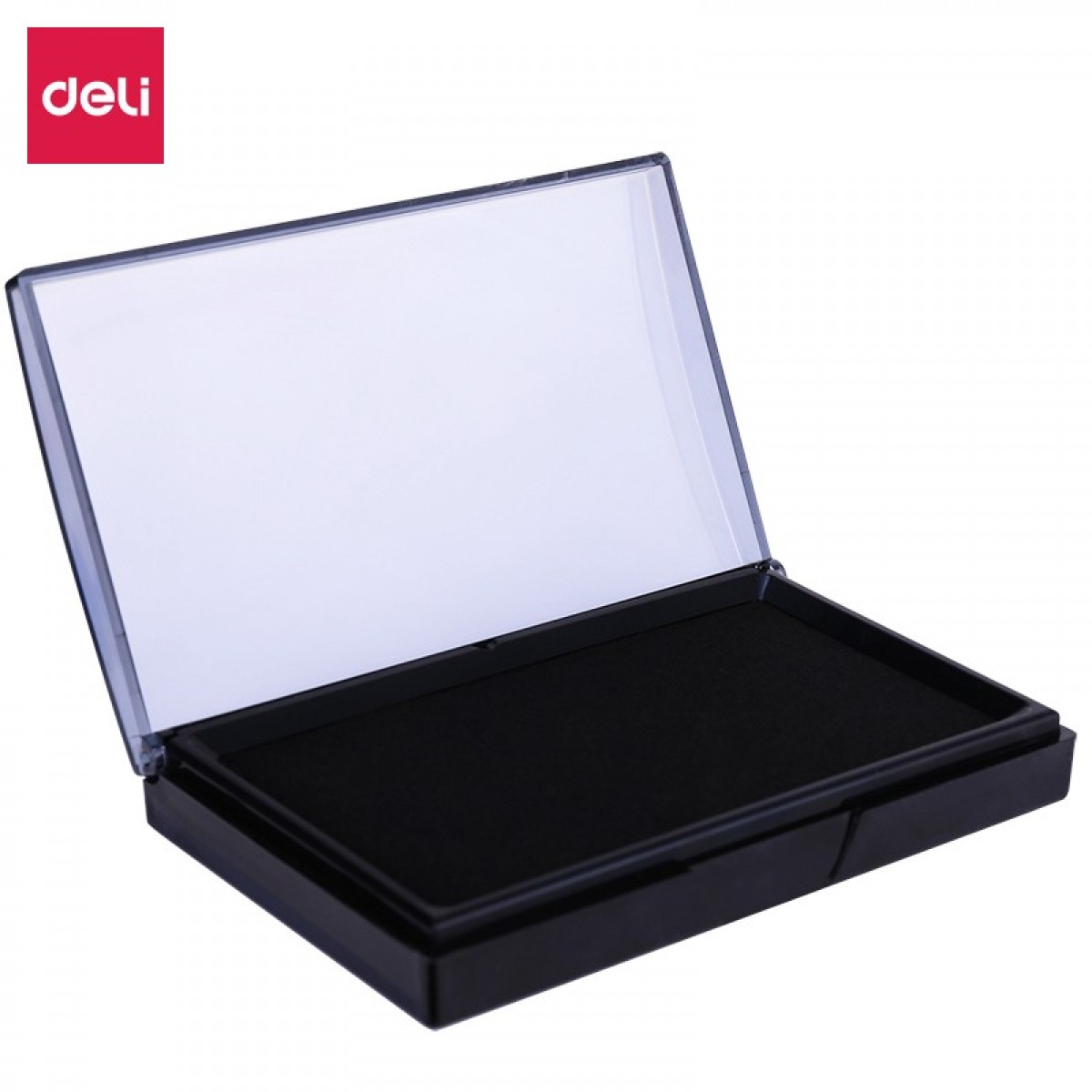 得力(deli)137*88mm透明外壳方形快干印台印泥 办公用品 黑色9864 单位：个