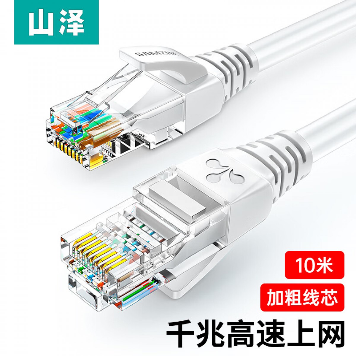 山泽(SAMZHE)超五类网线 CAT5e类高速千兆网线 10米 工程/宽带电脑家用连接跳线 成品网线 贝吉色 ZW-10  10米 单位：卷