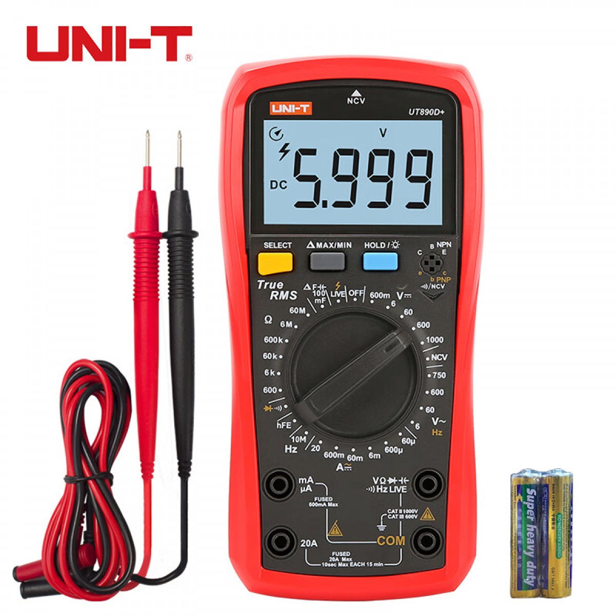 优利德（UNI-T）UT890D+ 万用表数字高精度电工多用万能表智能防烧电压火线测量 单位：个