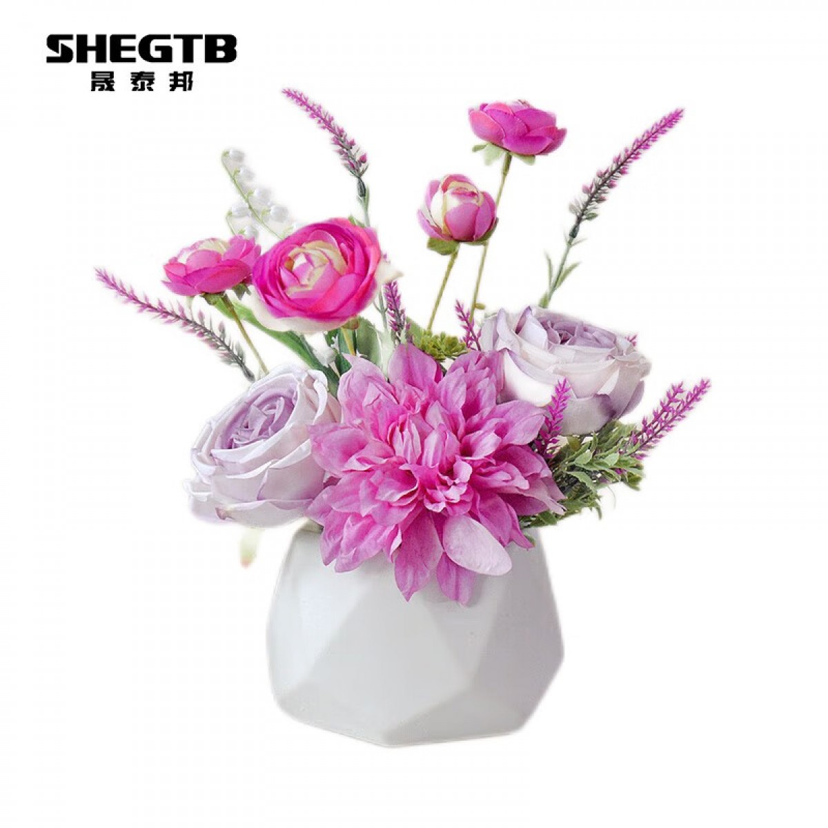 晟泰邦 假花仿真花客厅家居装饰品玫瑰花室内餐桌花摆设盆栽轻奢花艺摆件 紫色梦幻 单位：盆