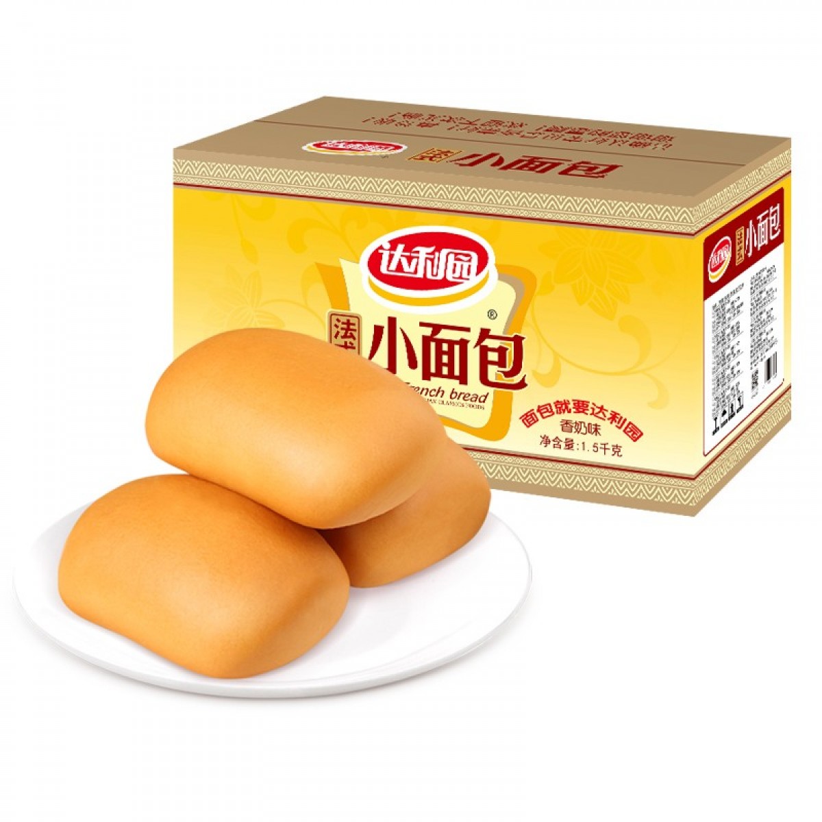 达利园 法式小面包香奶味3斤整箱装办公室零食休闲食品代餐面包早餐 单位：箱