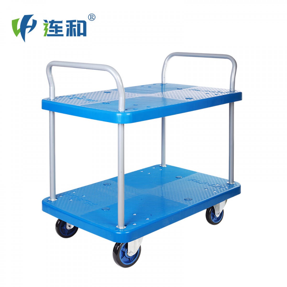 连和（Uni-Silent）PLA300P-T2-D 微静双层手推车平板车四轮工具车 900*600微静300kg（双扶手） 单位：台