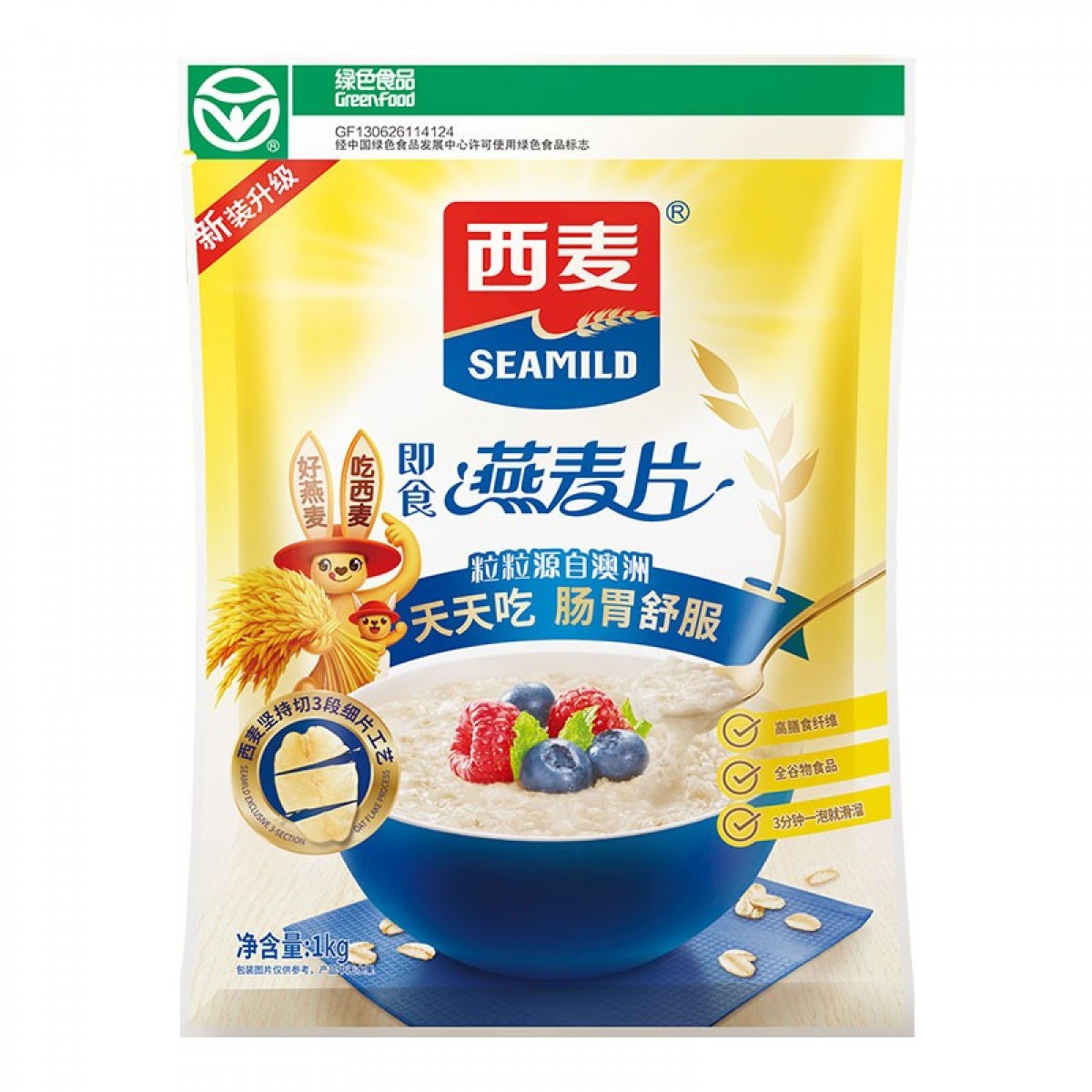 西麦即食燕麦片1000g袋 冲饮谷物代餐营养早餐膳食纤维无额外添加蔗糖 单位：袋
