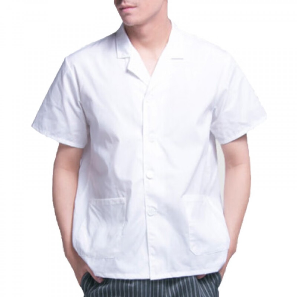 晟泰邦 厨师服男女夏季西餐厅厨房酒店可现做logo （M-3XL可选 下单备注）单位：件 白色短袖单上衣