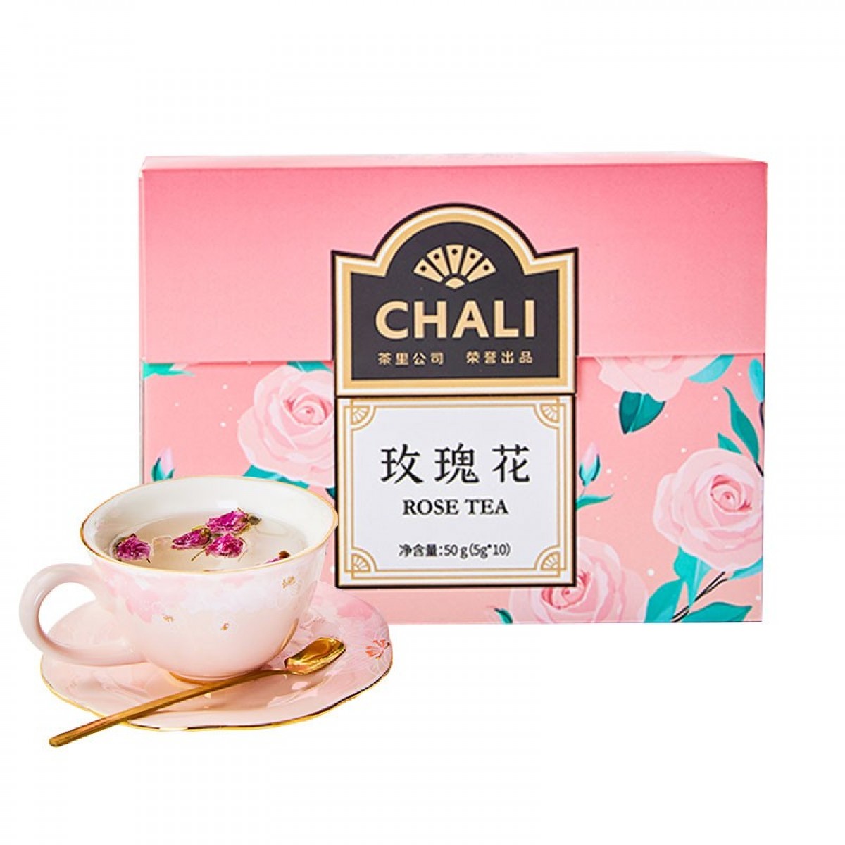 茶里（ChaLi） 玫瑰花茶50g盒装独立便携小包装 rose tea平阴玫瑰干花花草茶5g*10包 单位：盒