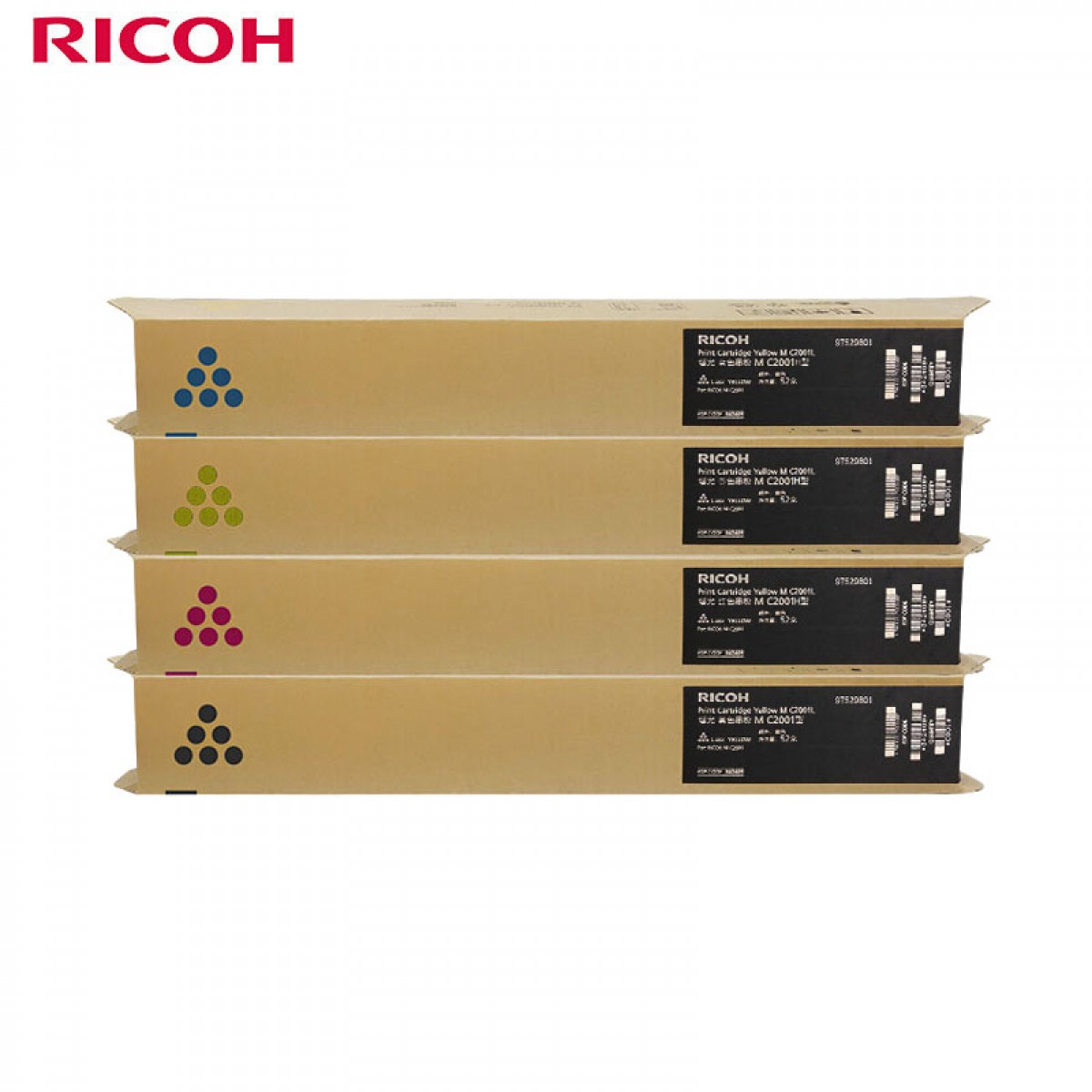理光（Ricoh）M C2001 四色小容套装墨粉盒 红/蓝/黄/黑 适用于M C2000/M C2001/M C2000ew  4只/套   单位：套