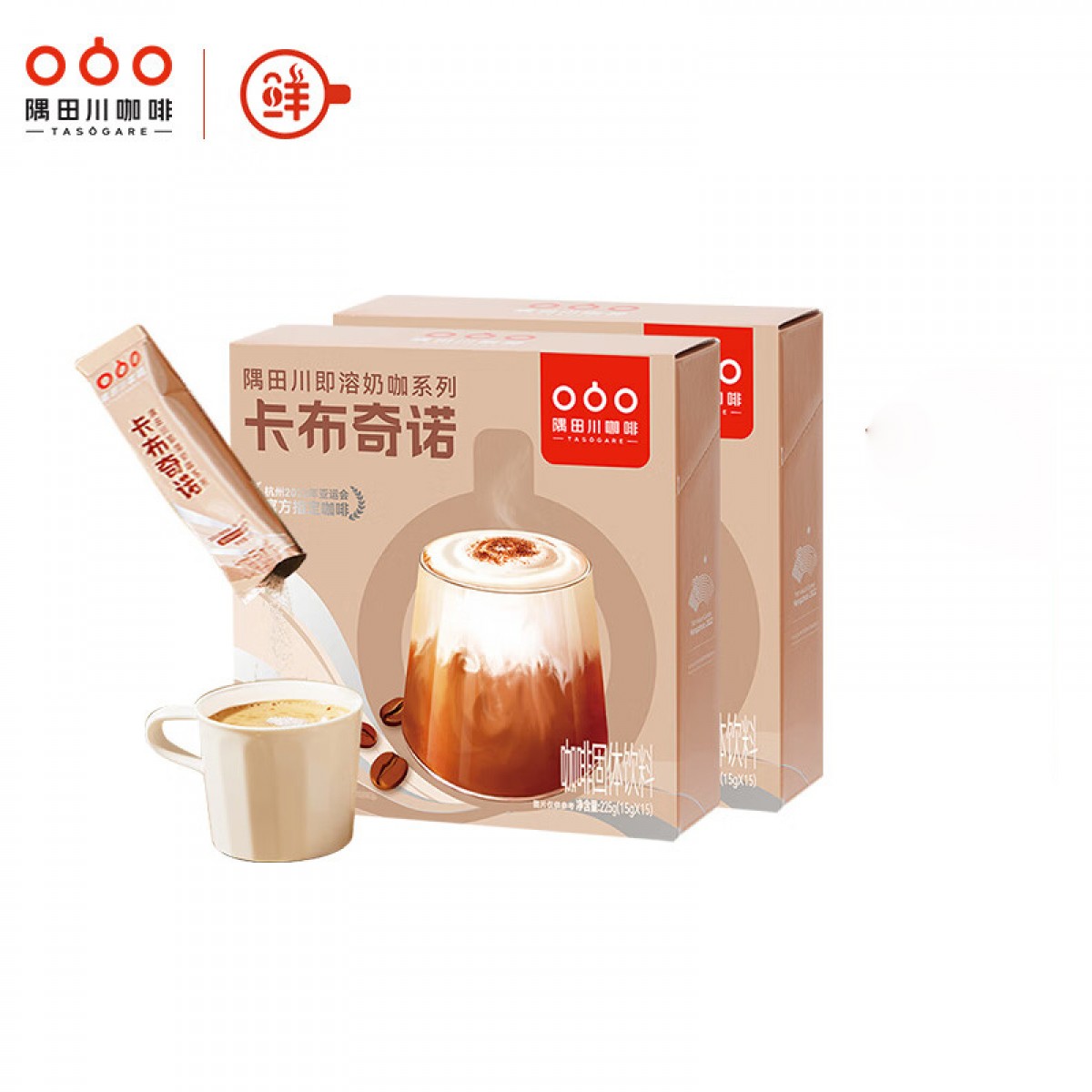 隅田川（TASOGAREDE）卡布奇诺即溶加奶咖啡 15g*30条装/盒  单位：盒