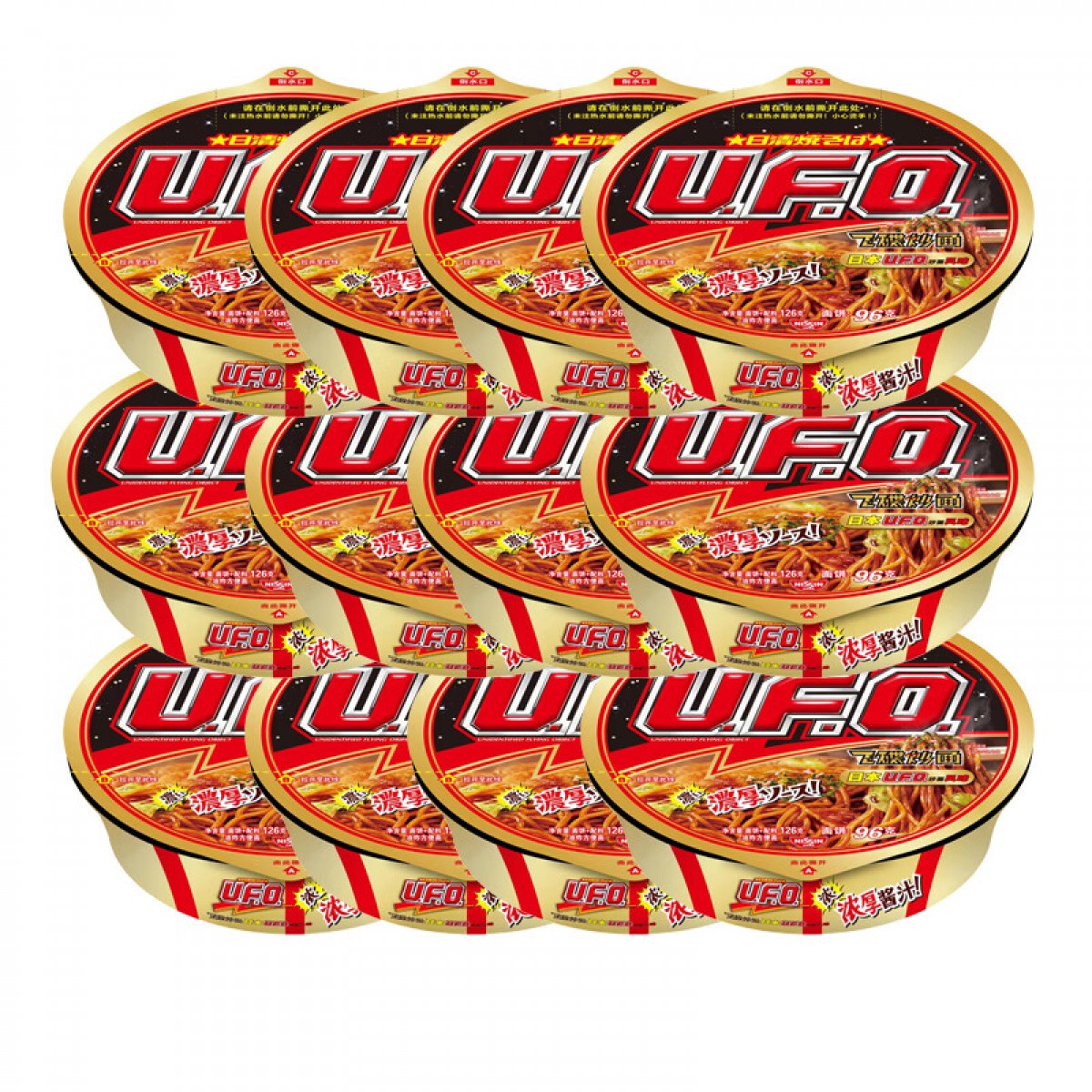 日清 方便面 UFO飞碟炒面拌面速食日本U.F.O.炒面风味126g*12碗整箱装 单位：箱