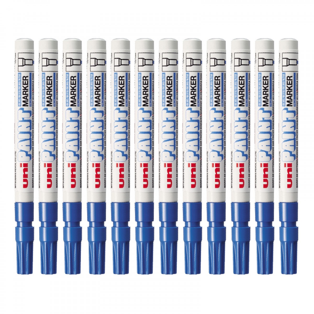 三菱（Uni）PX-21 小字油漆笔 0.8-1.2mm工业记号笔物流笔（可用于汽车补漆）蓝色12支装 单位：盒