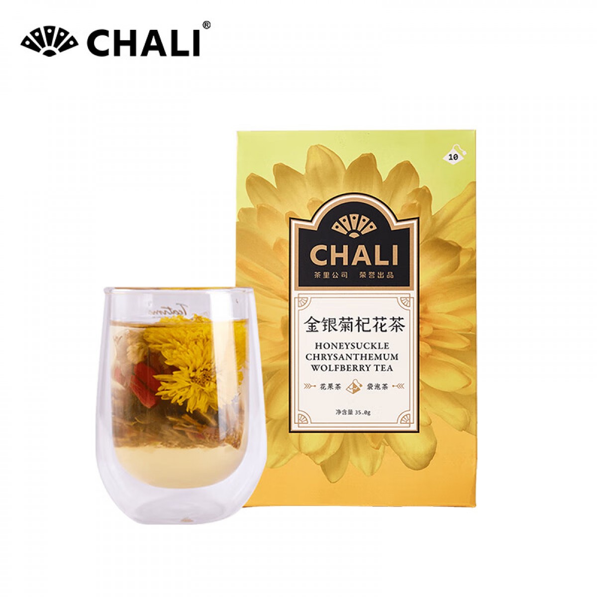 CHALI茶里公司养生茶金银菊杞花茶35g茶包金银花菊花茶泡水凉茶10包/盒 单位：盒