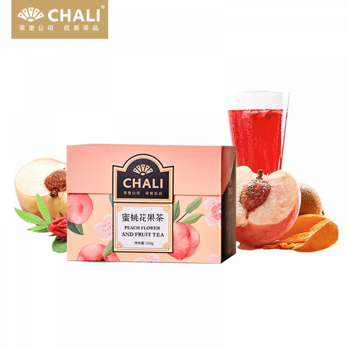 CHALI茶里公司花草茶水蜜桃花果茶150g冻干花茶橘皮玫瑰补充VC 15包/盒   单位：盒