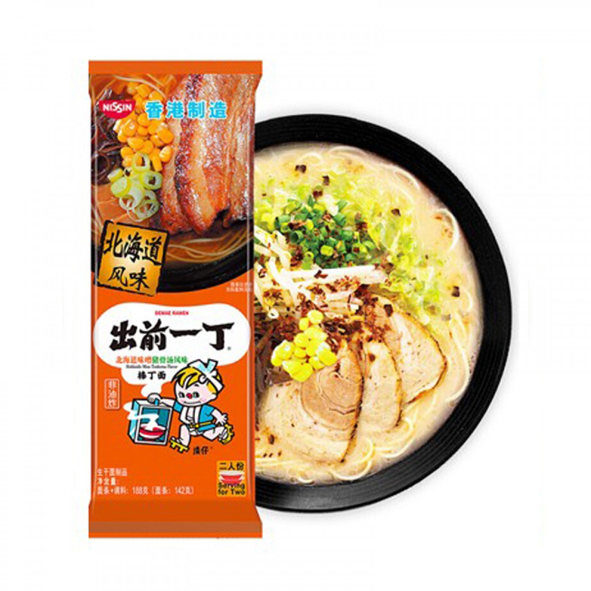 日清（Nissin） 出前一丁 NISSIN 棒丁面非油炸日式拉面 北海道味噌猪骨汤风味188g/袋 单位：袋