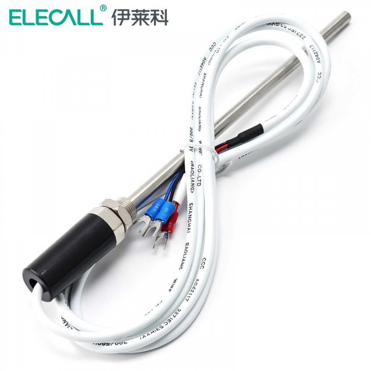 伊莱科 防水型探头式热电阻 温度传感器 温控仪探头 CU50  长度定制 单位：个
