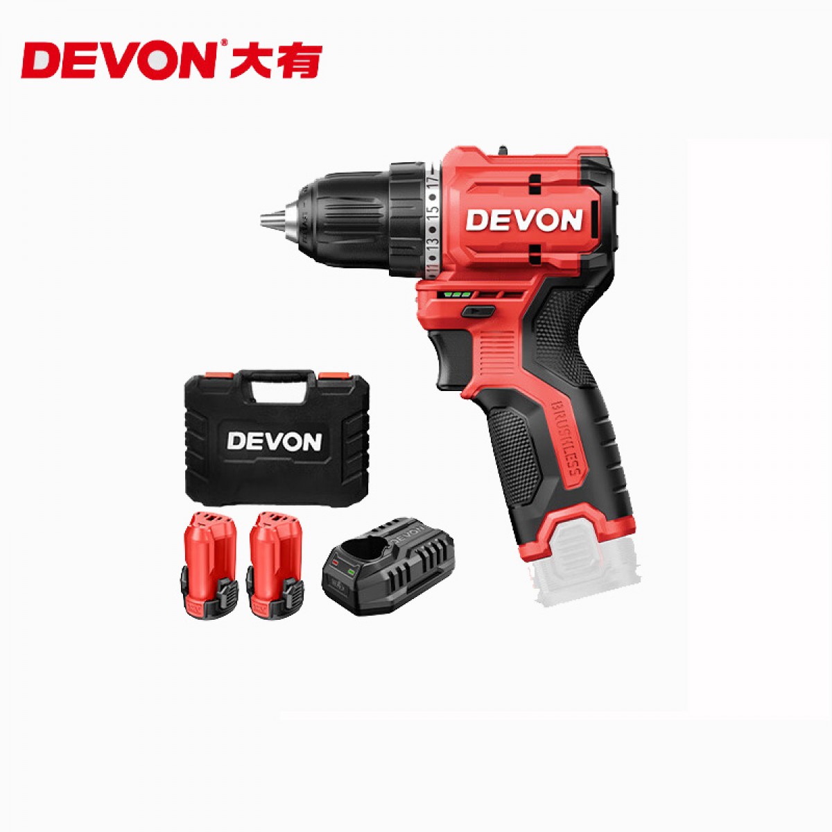 大有（Devon）5208-Li-12  12V口袋钻5208家用50牛米锂电手转螺丝刀 2.0双电快充（塑盒）单位：套