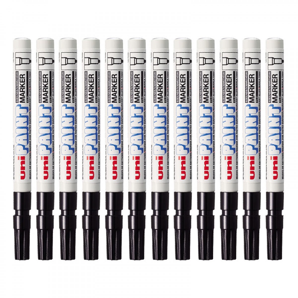 三菱（Uni）PX-21 小字油漆笔 0.8-1.2mm工业记号笔物流笔（可用于汽车补漆）黑色12支装 单位：盒