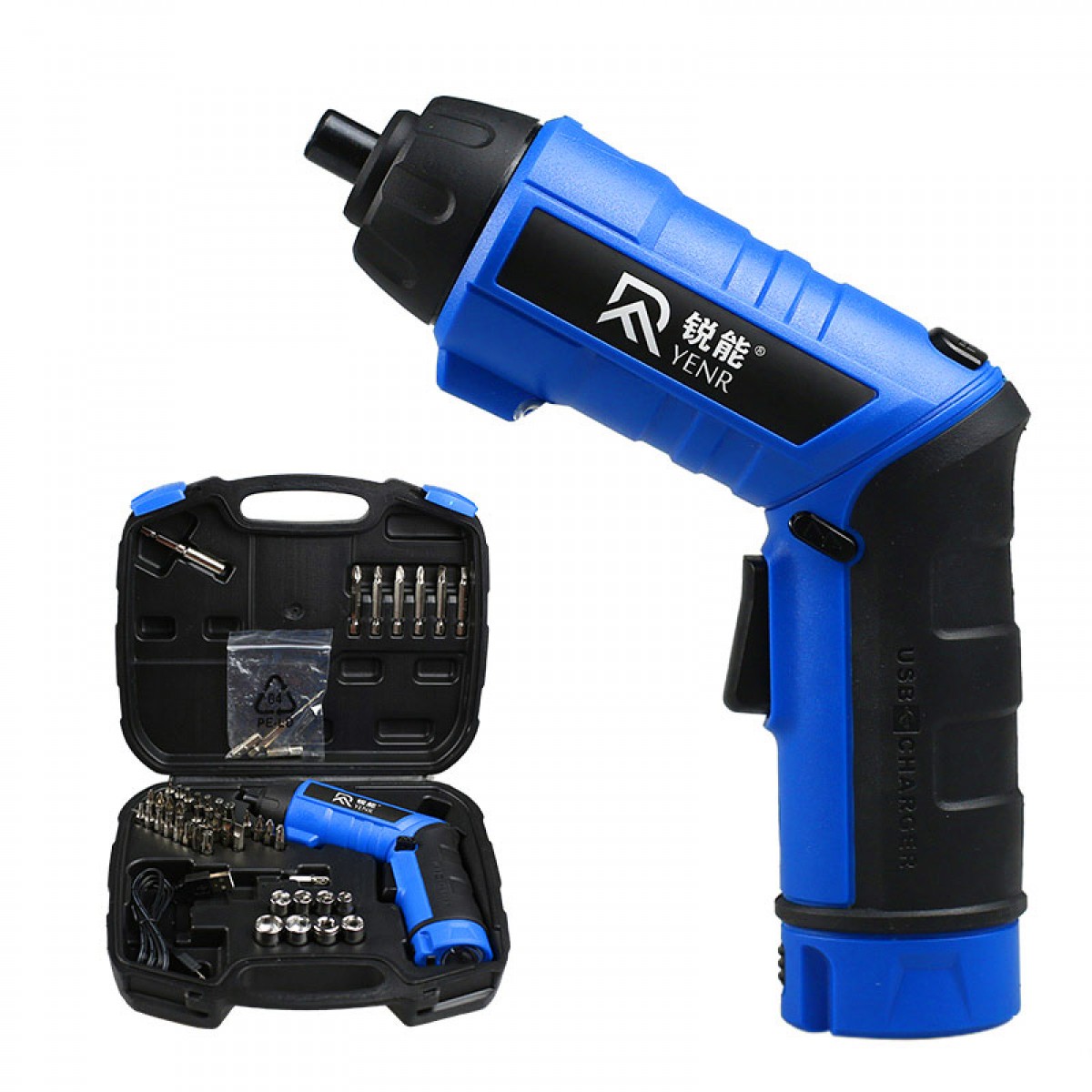 锐能(RAYENR  )电动螺丝刀3.6V 可调扭力充电式家用锂电起子螺丝批45件工具箱套装NR23001  单位：套