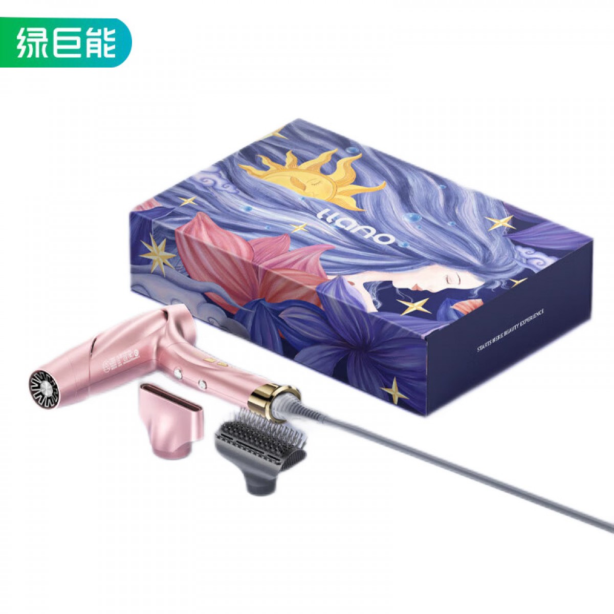 绿巨能（llano）高速电吹风家用筒大功率吹风机中和离子大风力速干静低噪音折叠便携小魔筒漫画礼盒装 单位：个