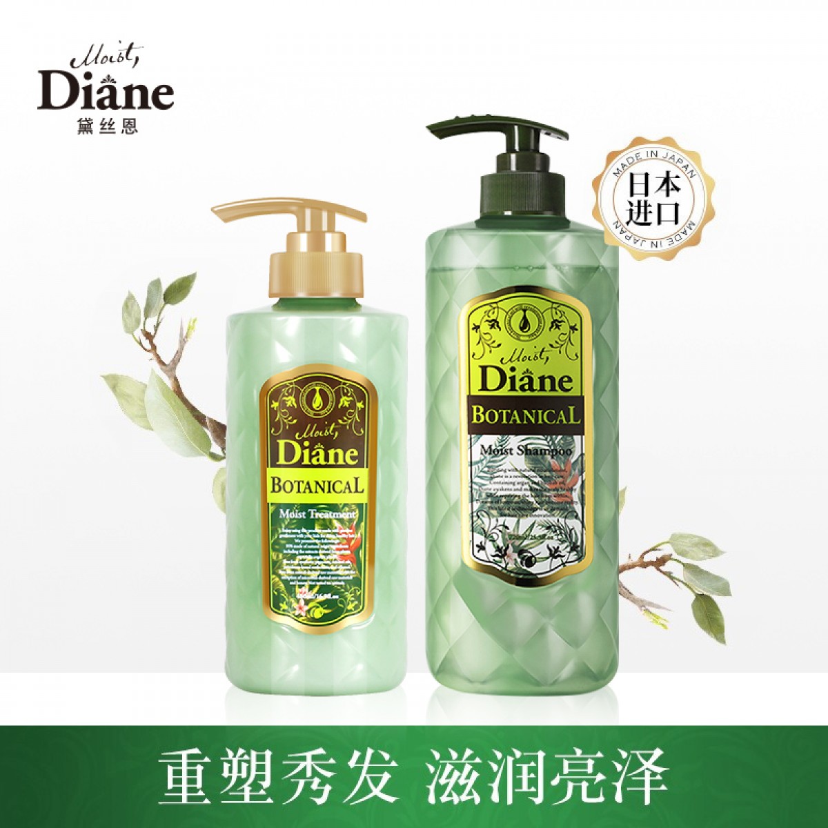 黛丝恩（Moist Diane） 植萃无硅油洗发水留香蓬松控油洗发露洗护套装480ml 单位：套