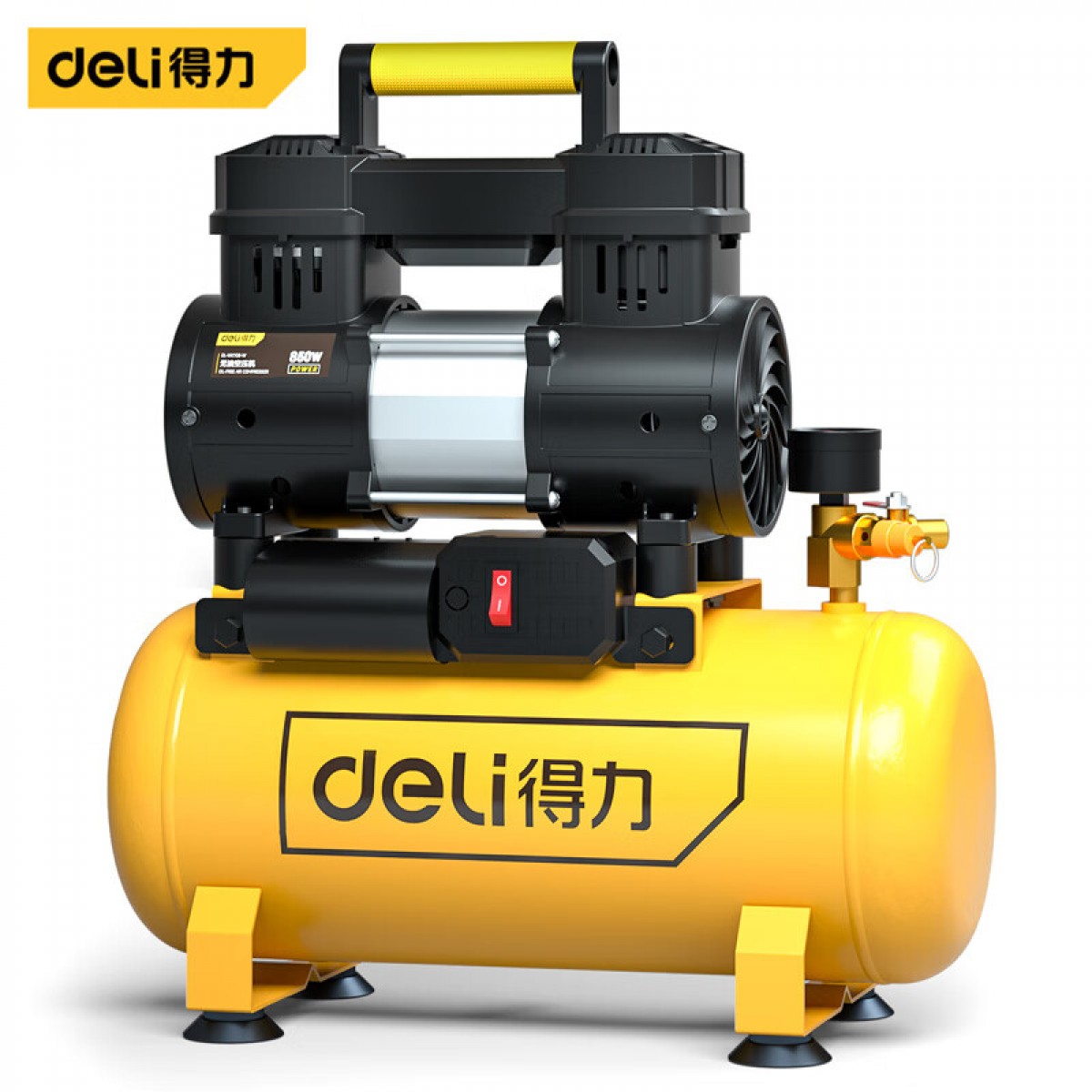 得力（deli）无油低音空压机气泵6L便携吹尘木工打钉枪气泵 DL-WKY06-W 单位：台