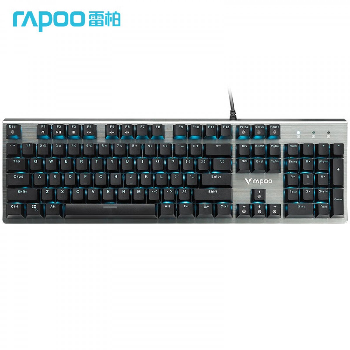 雷柏（Rapoo）V530 有线机械键盘 合金版 红外银轴 单色背光 104键无冲突 电脑笔记本吃鸡游戏键盘  单位：个