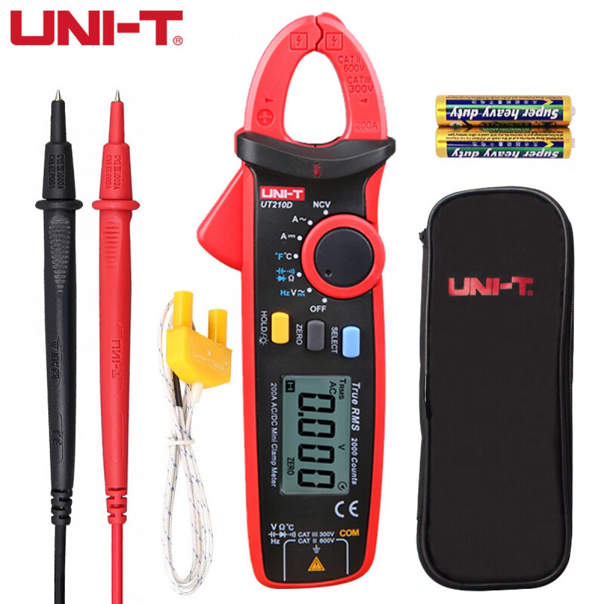 优利德（UNI-T）UT210D钳形表迷你高精度数字万用表电工交直流电流表电压电阻温度 单位：个