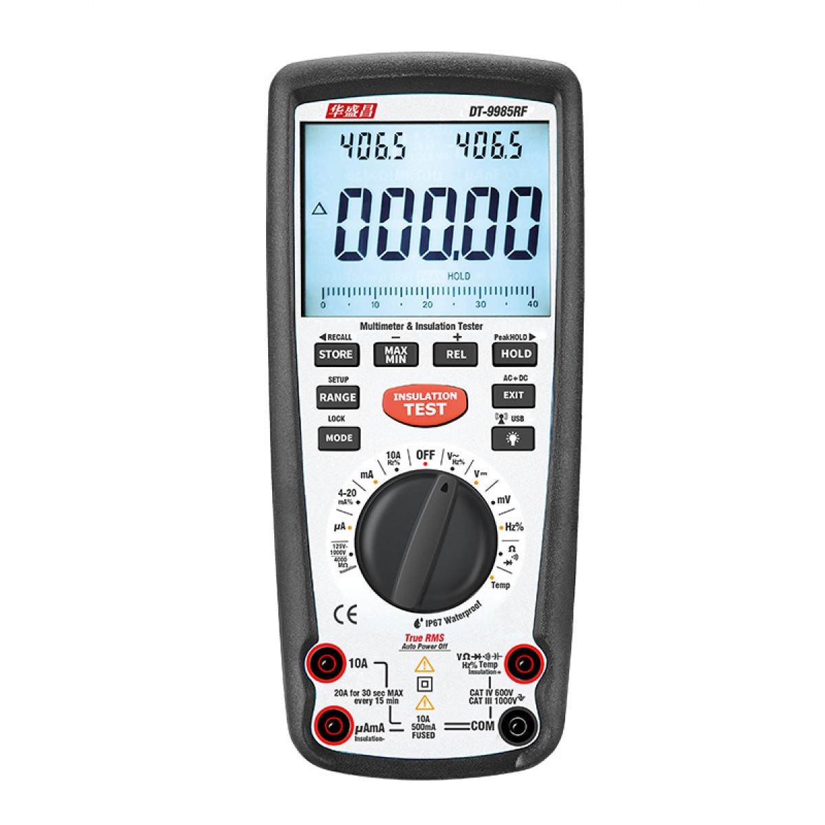 华盛昌(CEM)DT-9985RF高精度数字万能表 真有效值绝缘 背光防烧万用表 交直流电工专业多用表 无线USB接口 单位：台