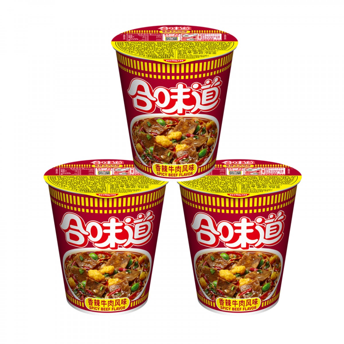 日清方便面 合味道 香辣牛肉风味76g*3杯装 单位：组
