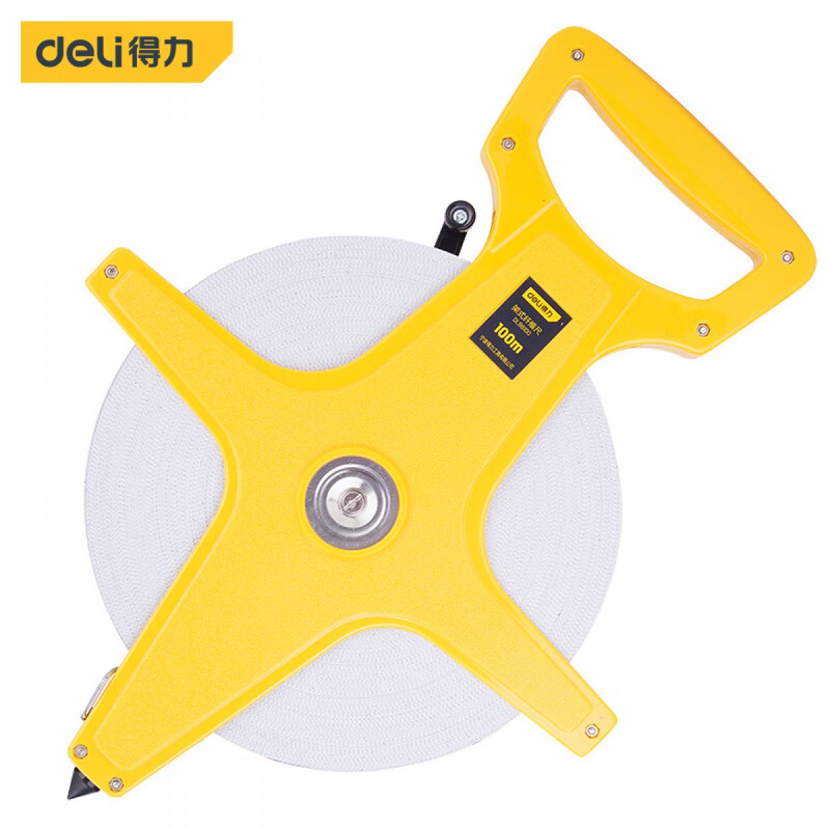 得力（deli）架式皮卷尺手提插尺钢卷尺工程测量尺子100mx12.5mm 单位：个