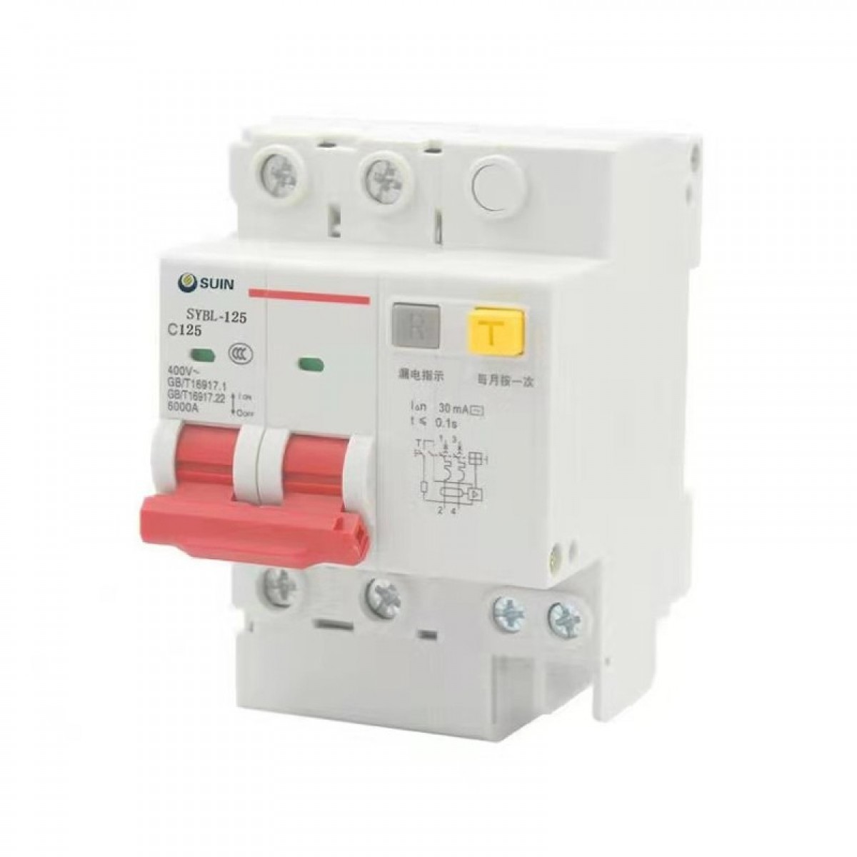 舒盈 SYBL-125 C型（125A）2P 30mA~300mA 电子式小型断路器漏电保护 灰白色(单位：个）