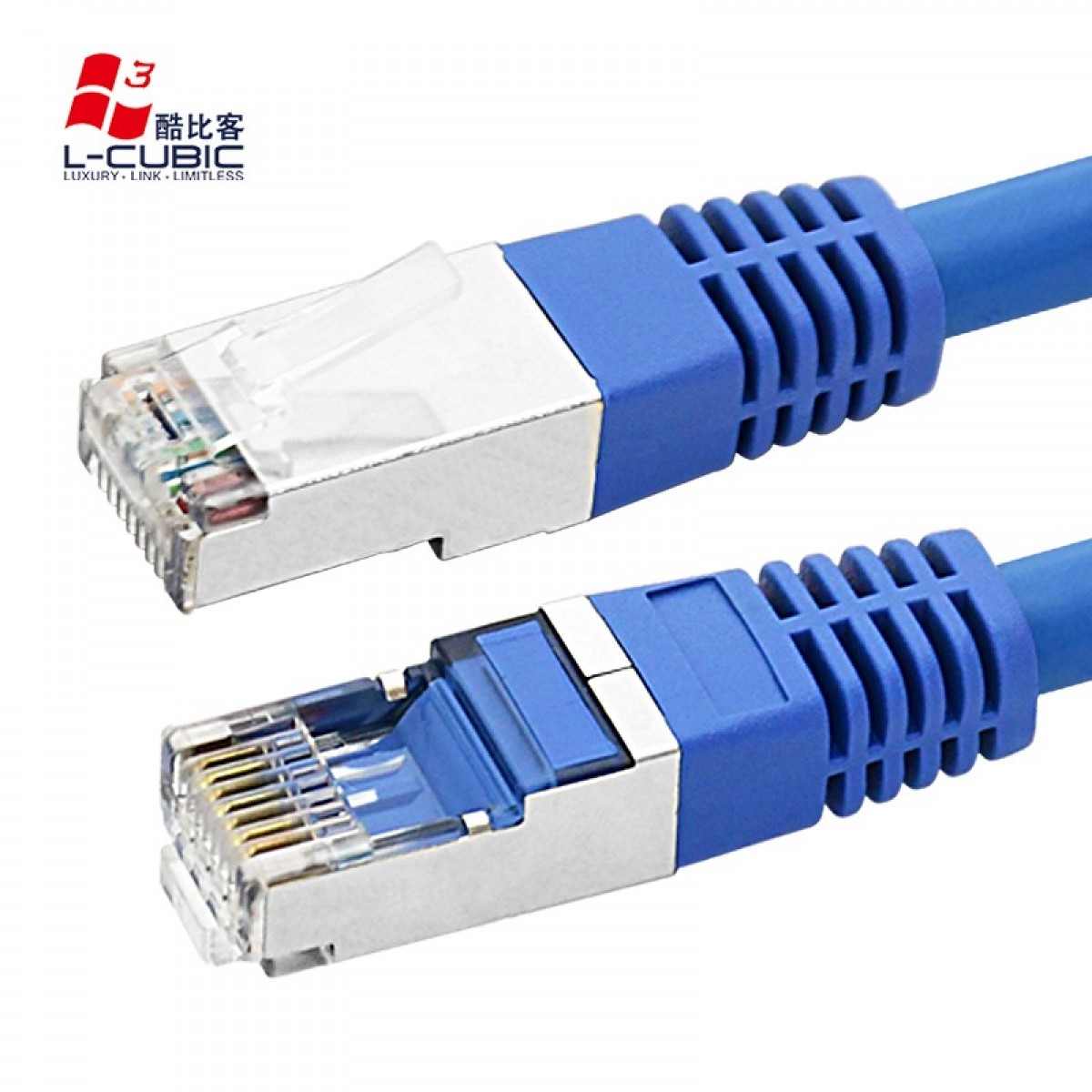 酷比客（L-CUBIC） cat6 无氧铜纯铜屏蔽版八芯双交成品家用商用高速六类网络跳线千兆网线跳线 屏蔽版蓝色 10米  单位：条