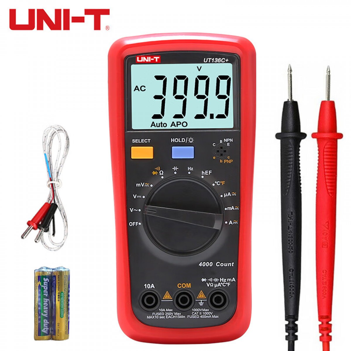 优利德（UNI-T）UT136C+ 数字万用表智能防烧高精度电工多用自动万能表测电压表度 单位：个