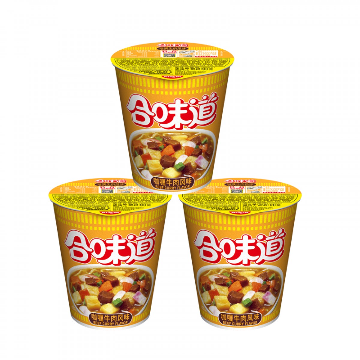 日清合味道 方便面咖喱牛肉风味80g*3杯装 单位：组