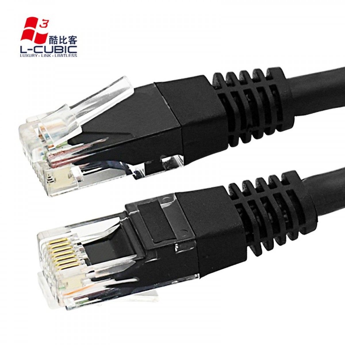 酷比客（L-CUBIC） cat6 无氧铜纯铜屏蔽版八芯双交成品家用商用高速六类网络跳线千兆网线跳线 非屏蔽版黑色 20米 单位：条